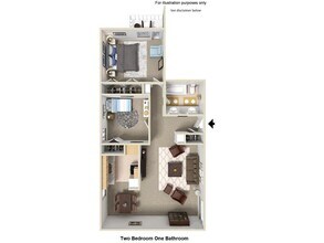 Two Bedroom One Bath floor plan